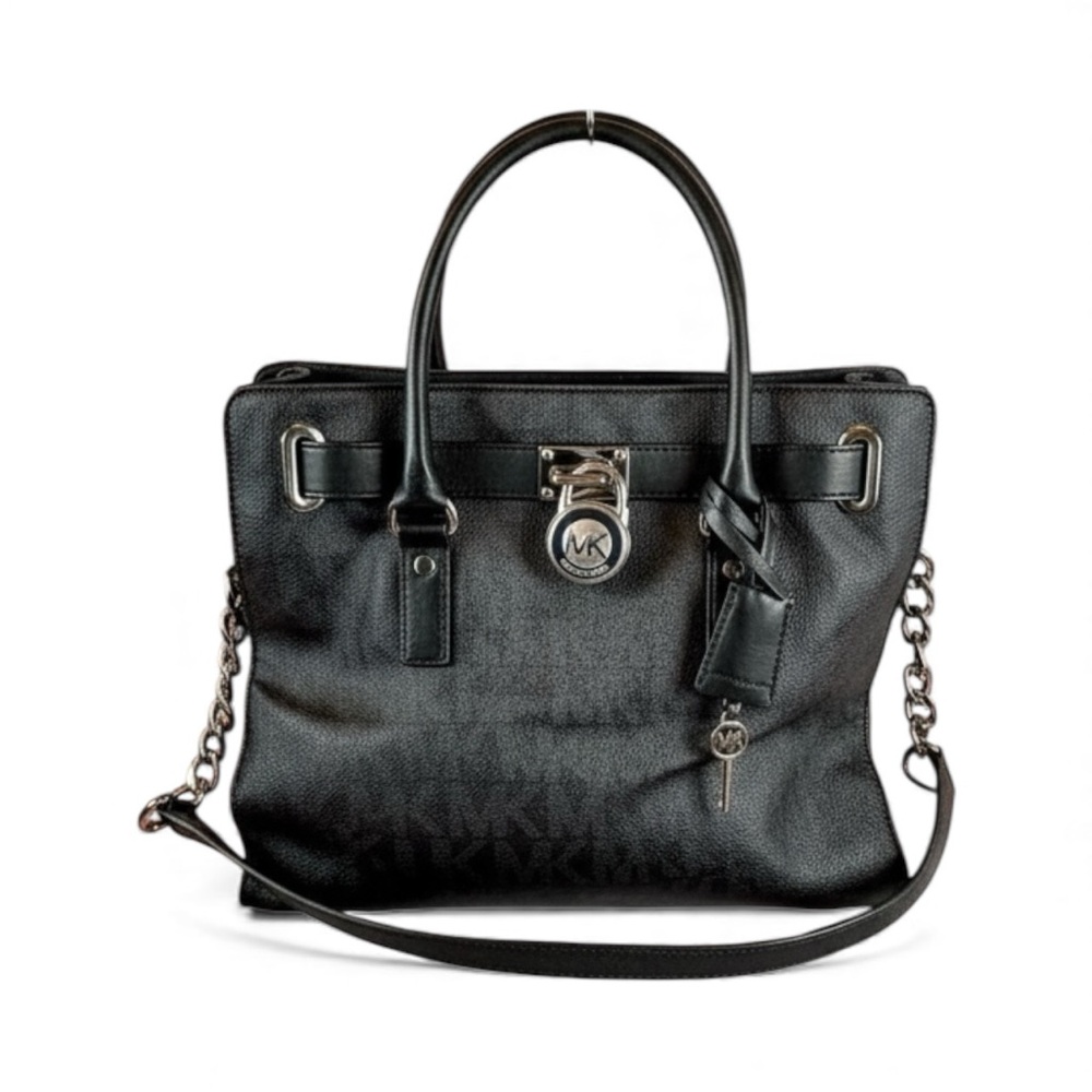Michael Kors Hamilton Satchel in‎ black saffiano leather